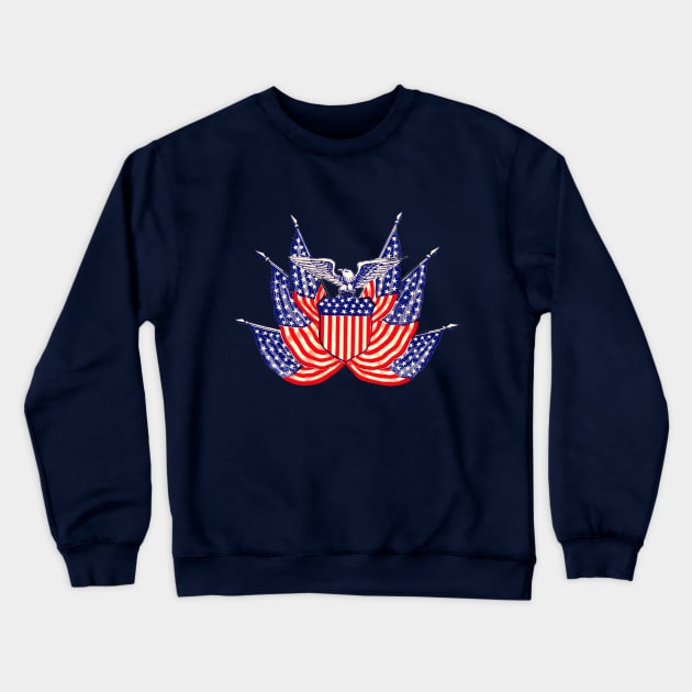 American Flags and Eagle Crewneck Sweatshirt by MasterpieceCafe